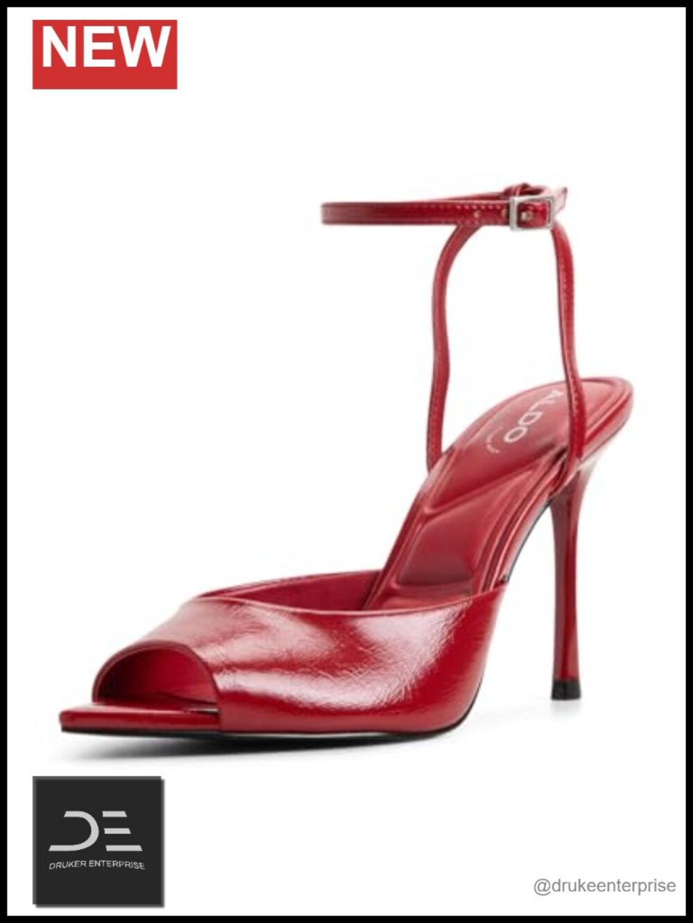 Women's Open-Toe Heeled Sandals with Buckle Closure - Novelty Heel